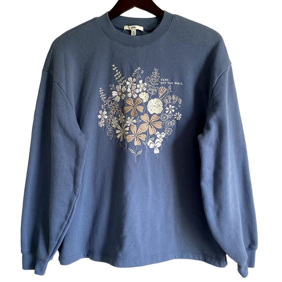 VANS "Vans Off The Wall" Blue embroidered Sweatshirt, Fleece inside Size XL - Picture 1 of 11